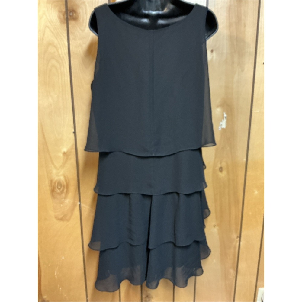 Dressbarn Collection Size 16 Black Cocktail Dress Chiffon Ruffles Sleeveless - Picture 4 of 16